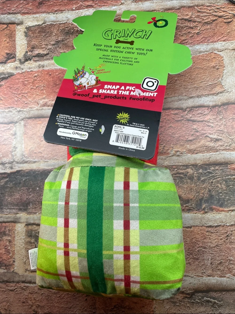 Grinch Holiday Plush Gift Toy - Red & Green